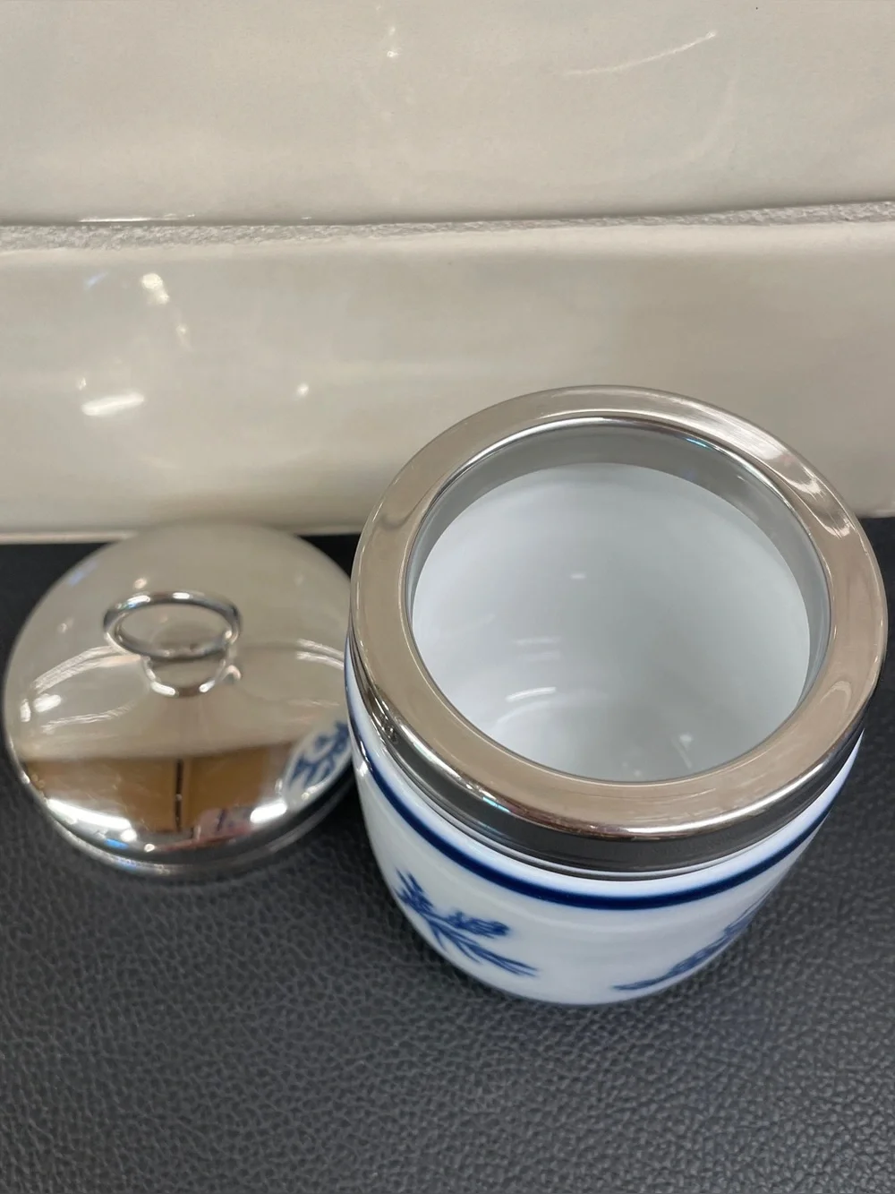 Williams Sonoma French Floral Blue and White Double Egg Coddler